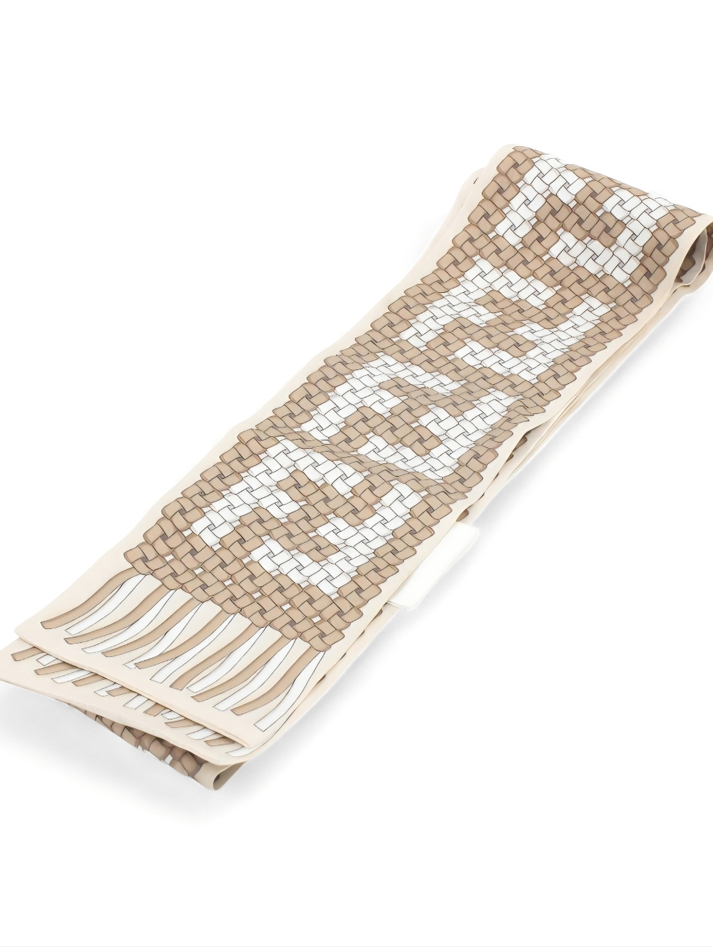 FENDI Woven zucca Pattern Beige & White Scarf Belt With Box And Tags